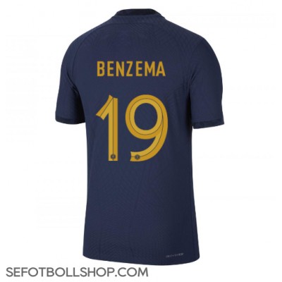 Billiga Frankrike Karim Benzema #19 Hemma fotbollskläder VM 2022 Kortärmad
